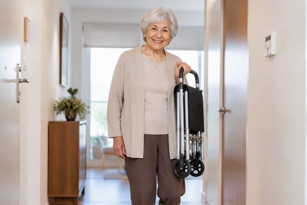 Lightweight aluminum shopping cart for senior users