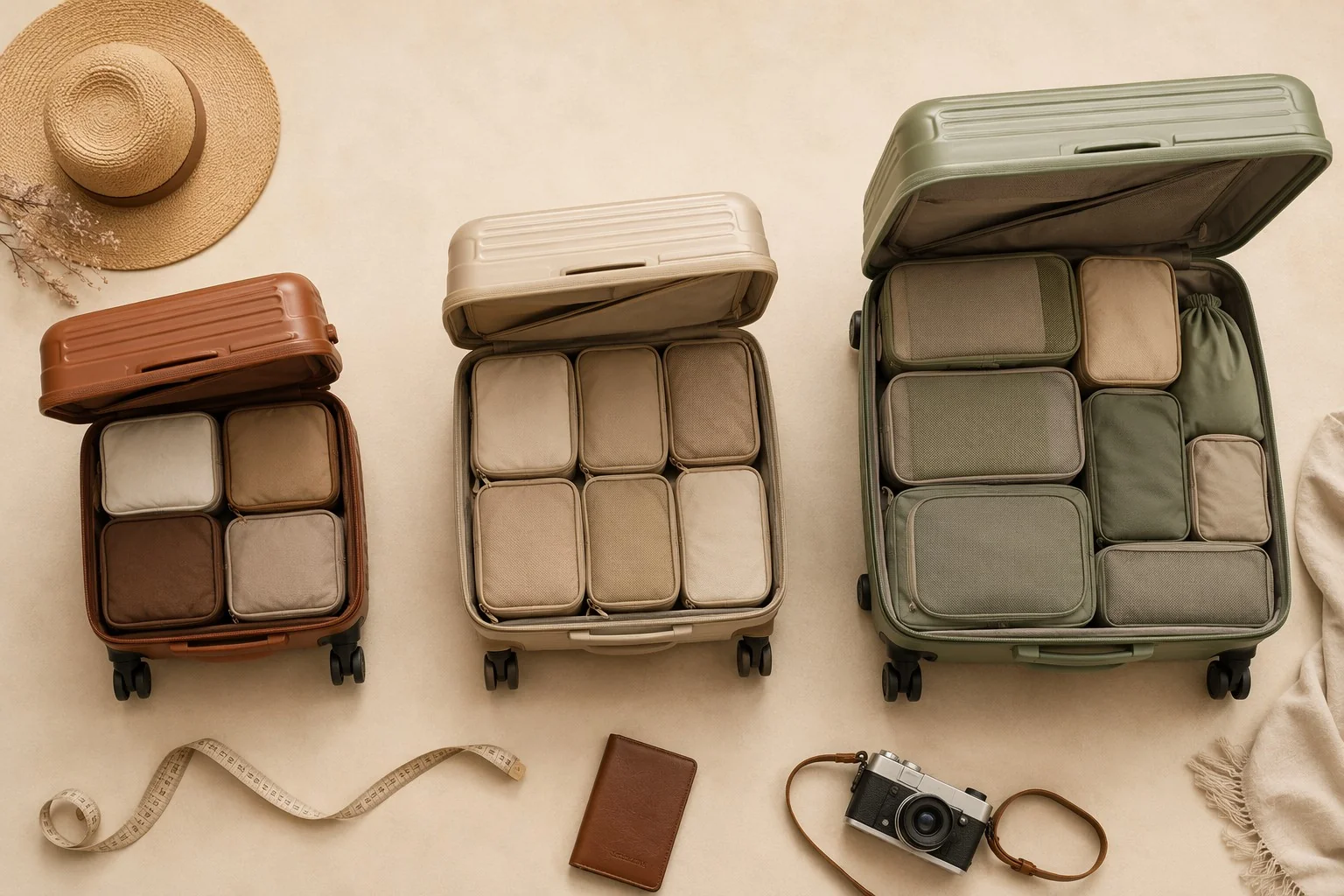 Packing cube size compatibility with 20 24 28 inch suitcases carry-on check-in