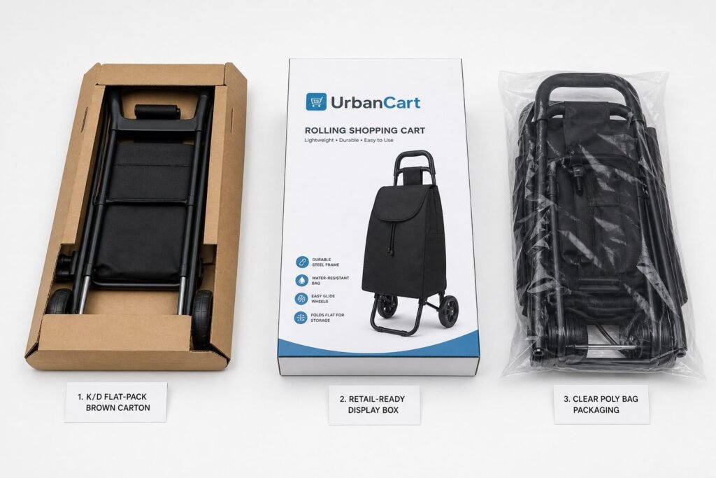Packaging options for rolling shopping cart programs