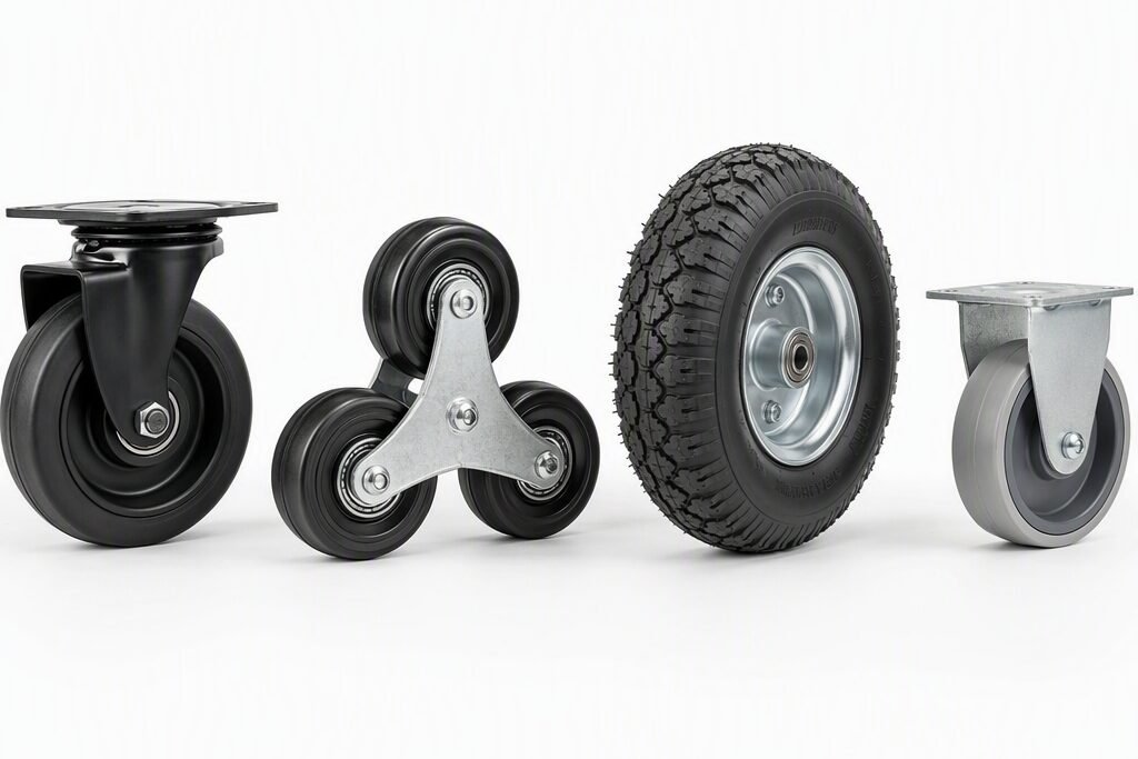 Four wheel system options for rolling shopping carts
