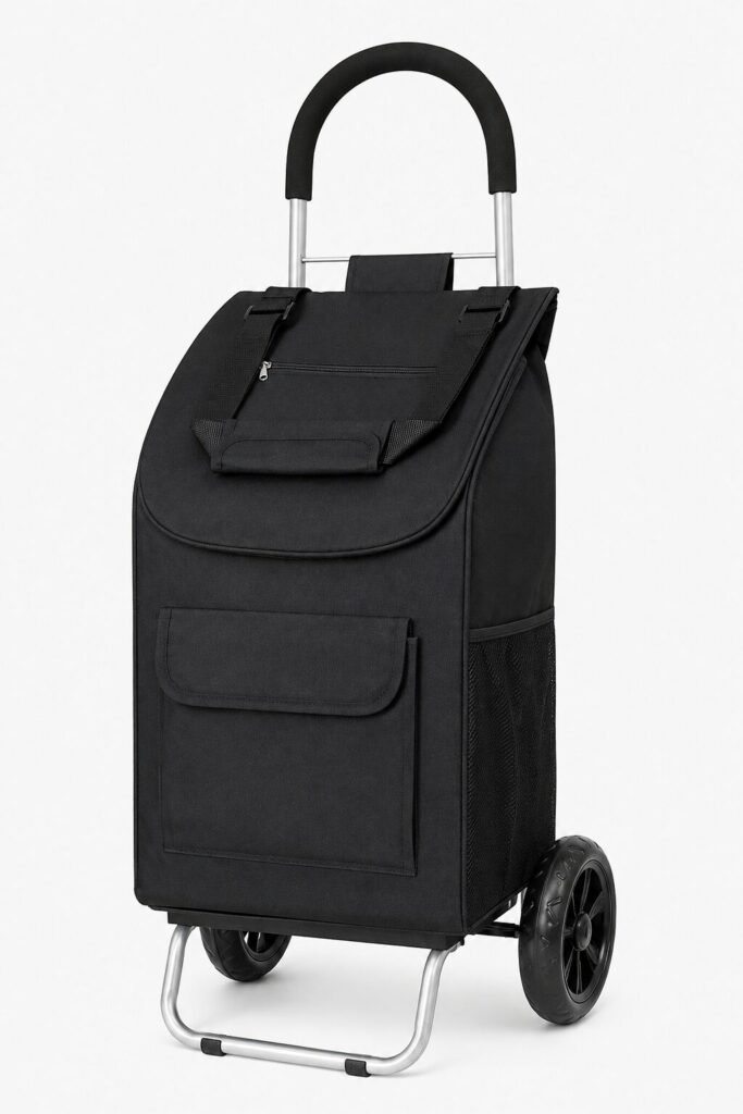 Two-wheel rolling shopping bag with folding frame
