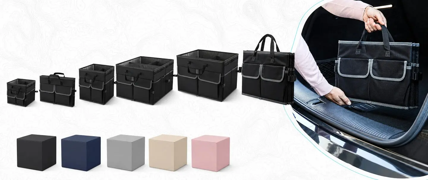Multiple trunk organizer sizes and colors