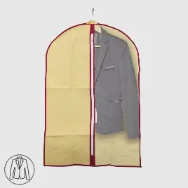 Reference image of a garment cover with a clear panel and central zipper