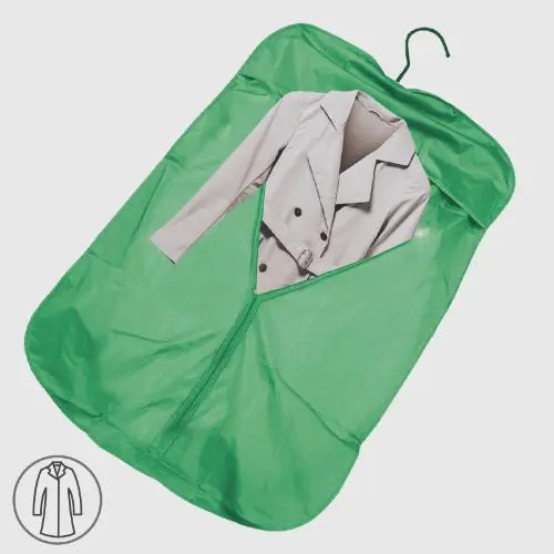Reference image of an open garment cover with a suit on a hanger